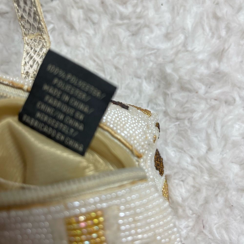 Eswanny beaded Brown,gold &beige satchel faux leather reptile print straps - Picture 15 of 16